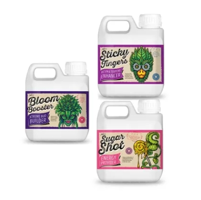 Set Lulëzimi Xpert Nutrients me Sticky Finger/Sugar Shot/Bloom Booster x 1L